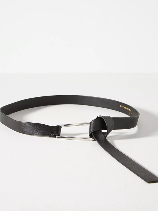 Anthropologie Black Wrap Belt with Silver Buckle - Picture 2 of 8